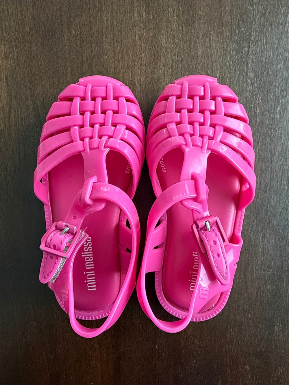 Mini Melissa Hot Pink Woven Jelly Sandals
